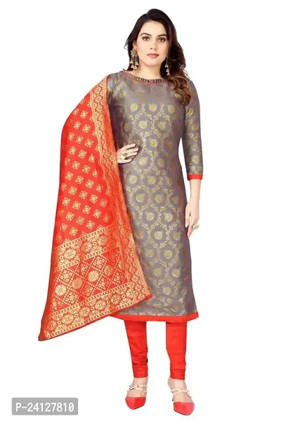 Classic Banarasi Silk Dress Material With Dupatta For Women-thumb0