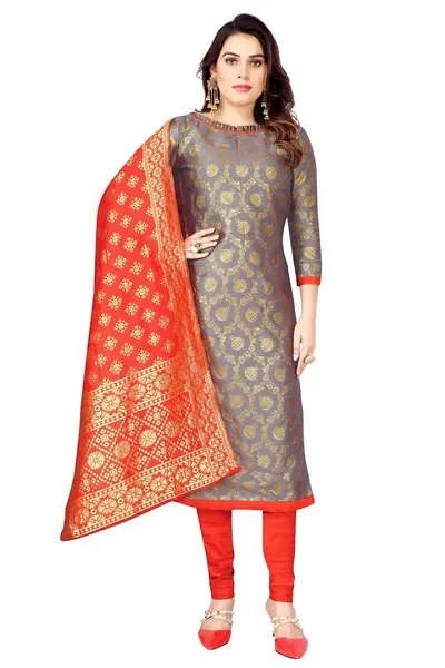 Classic Banarasi Silk Jacquard Dress Material with Dupatta for Women