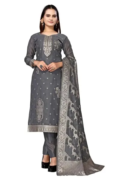 Classic Jacquard Banarasi Silk Dress Material With Dupatta For Women