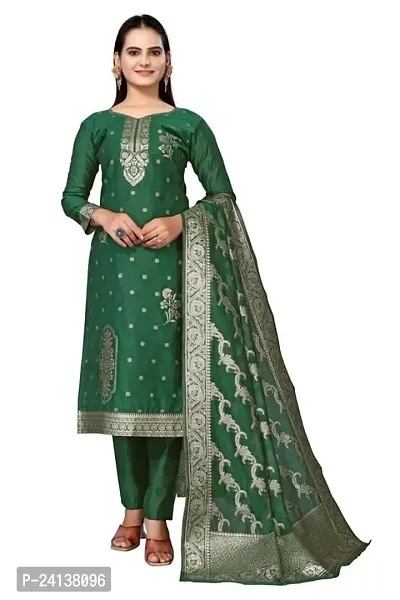 Classic Jacquard  Banarasi Silk Dress Material With Dupatta For Women