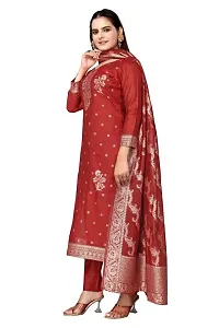 Classic Jacquard  Banarasi Silk Dress Material With Dupatta For Women-thumb3