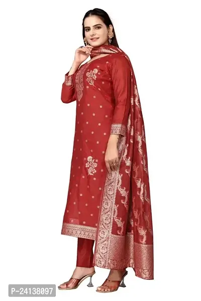 Classic Jacquard  Banarasi Silk Dress Material With Dupatta For Women-thumb4