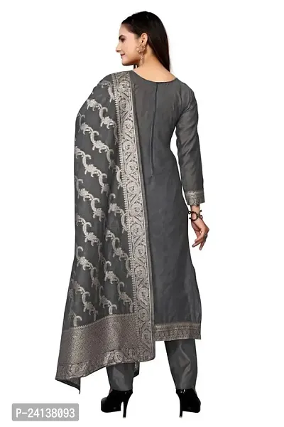 Classic Jacquard  Banarasi Silk Dress Material With Dupatta For Women-thumb3