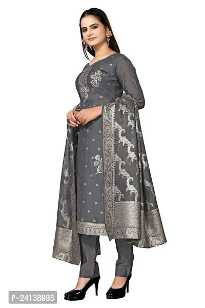 Classic Jacquard  Banarasi Silk Dress Material With Dupatta For Women-thumb2