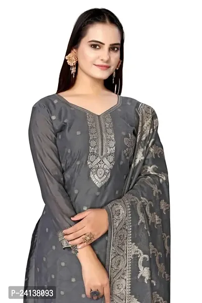 Classic Jacquard  Banarasi Silk Dress Material With Dupatta For Women-thumb4