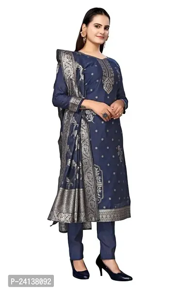 Classic Jacquard  Banarasi Silk Dress Material With Dupatta For Women-thumb4