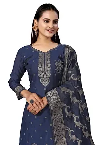 Classic Jacquard  Banarasi Silk Dress Material With Dupatta For Women-thumb1