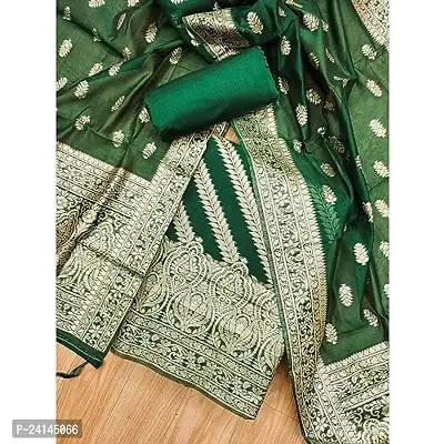 Classic Jacquard  Banarasi Silk Dress Material With Dupatta For Women-thumb0