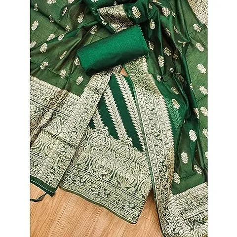 Classic Jacquard Banarasi Silk Dress Material With Dupatta For Women