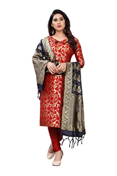 Classic Banarasi Silk Jacquard Dress Material with Dupatta for Women