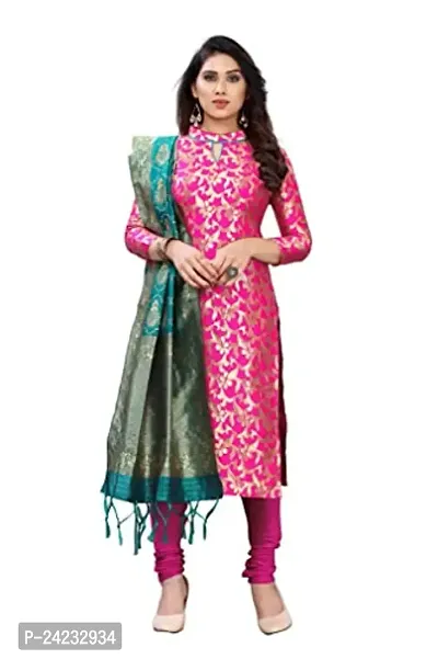 Classic Banarasi Silk Jacquard Dress Material with Dupatta for Women-thumb0