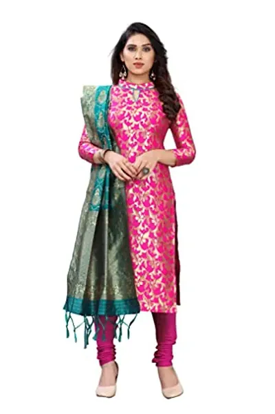 RARA Magicthreads Banarasi Women's Floral Woven Cotton Silk Dress Materials