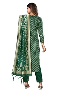 Womens Jacquard Green Beige Un-Stitched Woven Salwar Suit (Dress) Material With Dupatta.(Eva)-thumb2