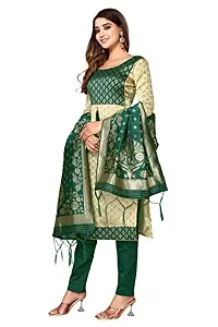 Womens Jacquard Green Beige Un-Stitched Woven Salwar Suit (Dress) Material With Dupatta.(Eva)-thumb3