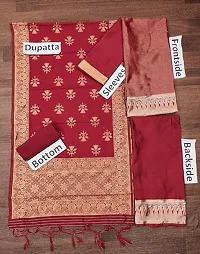 Womens Jacquard Maroon Banarasi Silk Woven Salwar Suit (Dress) Material With Dupatta-thumb2