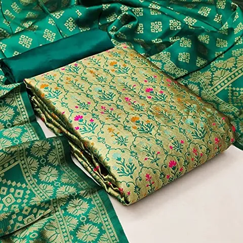 Stylish Banarasi Silk Woven Salwar Suit Dress Material With Dupatta