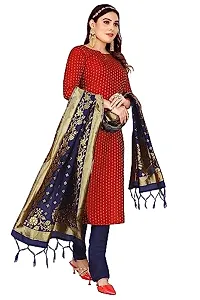 Womens Jacquard Red Banarasi Silk Woven Salwar Suit (Dress) Material With Dupatta-thumb3