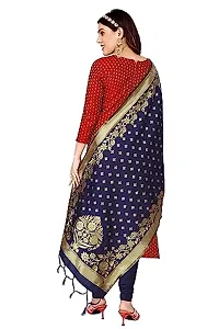 Womens Jacquard Red Banarasi Silk Woven Salwar Suit (Dress) Material With Dupatta-thumb2