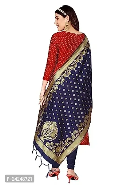 Womens Jacquard Red Banarasi Silk Woven Salwar Suit (Dress) Material With Dupatta-thumb3