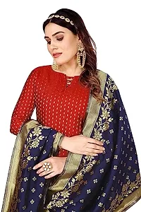 Womens Jacquard Red Banarasi Silk Woven Salwar Suit (Dress) Material With Dupatta-thumb1