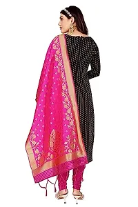 Womens Jacquard Black Banarasi Silk Woven Salwar Suit (Dress) Material With Dupatta-thumb1