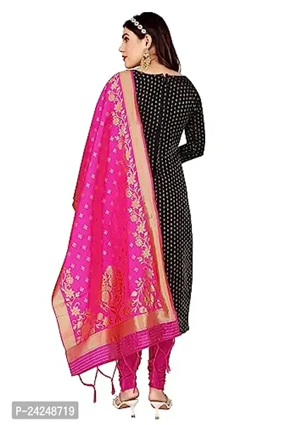 Womens Jacquard Black Banarasi Silk Woven Salwar Suit (Dress) Material With Dupatta-thumb2