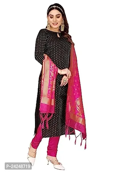 Womens Jacquard Black Banarasi Silk Woven Salwar Suit (Dress) Material With Dupatta-thumb3