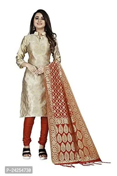 Womens Jacquard Chiku Banarasi Silk Woven Salwar Suit (Dress) Material With Dupatta-thumb0