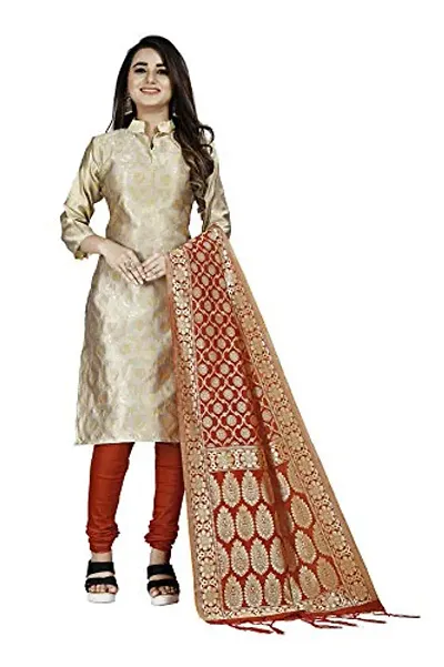 Magicthreads Women's ethnic wear banarasi cotton silk unstitched dress material