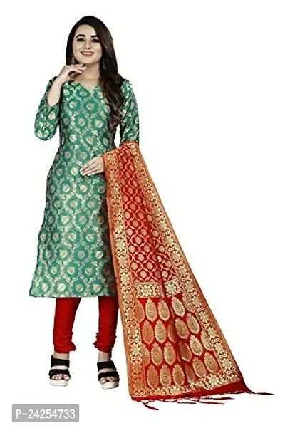 Womens Jacquard Rama Banarasi Silk Woven Salwar Suit (Dress) Material With Dupatta-thumb0