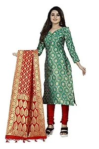 Womens Jacquard Rama Banarasi Silk Woven Salwar Suit (Dress) Material With Dupatta-thumb1