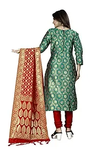 Womens Jacquard Rama Banarasi Silk Woven Salwar Suit (Dress) Material With Dupatta-thumb2