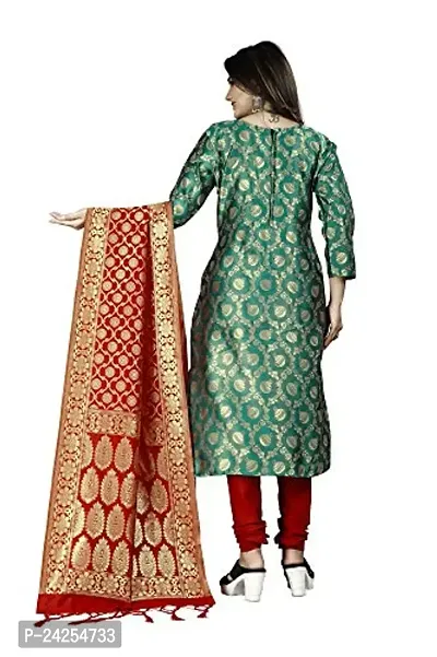 Womens Jacquard Rama Banarasi Silk Woven Salwar Suit (Dress) Material With Dupatta-thumb3