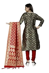 Womens Jacquard Black Banarasi Silk Woven Salwar Suit (Dress) Material With Dupatta-thumb2