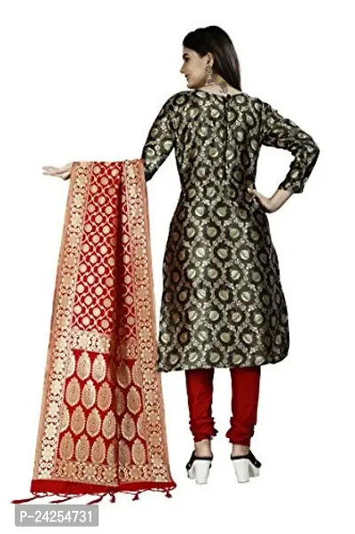 Womens Jacquard Black Banarasi Silk Woven Salwar Suit (Dress) Material With Dupatta-thumb3