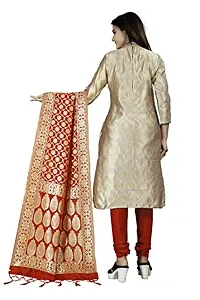 Womens Jacquard Chiku Banarasi Silk Woven Salwar Suit (Dress) Material With Dupatta-thumb1