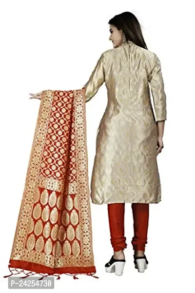 Womens Jacquard Chiku Banarasi Silk Woven Salwar Suit (Dress) Material With Dupatta-thumb2