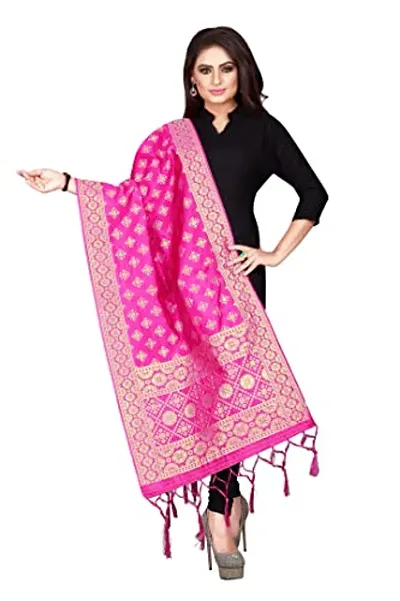 Womens Banarasi Silk Zari Woven Dupatta/Chunni With Tassel.(DUP_SQ)