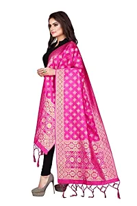 Womens Pink Banarasi Silk Zari Woven Dupatta/Chunni With Tassel.(DUP_SQ)-thumb1