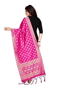 Womens Pink Banarasi Silk Zari Woven Dupatta/Chunni With Tassel.(DUP_SQ)-thumb2