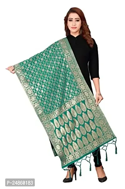 Womens Rama Banarasi Silk Zari Woven Dupatta/Chunni With Tassel(DUP_SS)-thumb0