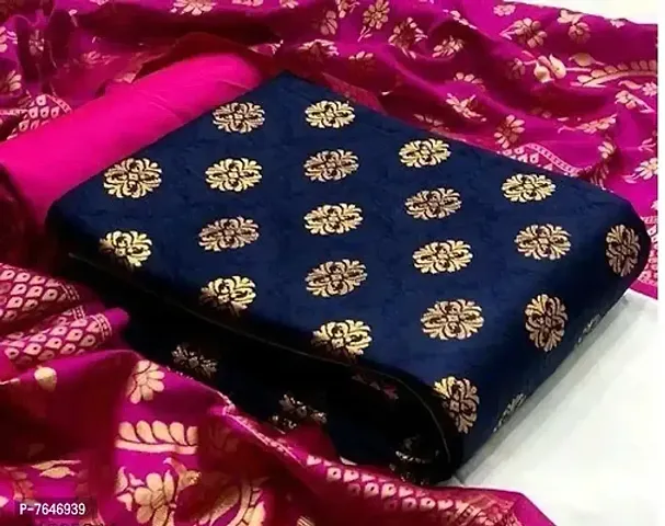 Fancy Banarasi Silk Printed Dress Material With Dupatta.