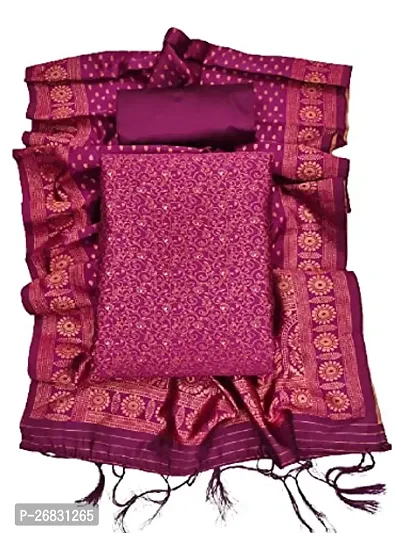 Classic Banarasi Silk Dress Material with Dupatta for Women