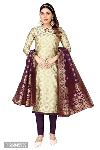 Classic Banarasi Silk Jacquard Dress Material with Dupatta for Women-thumb0