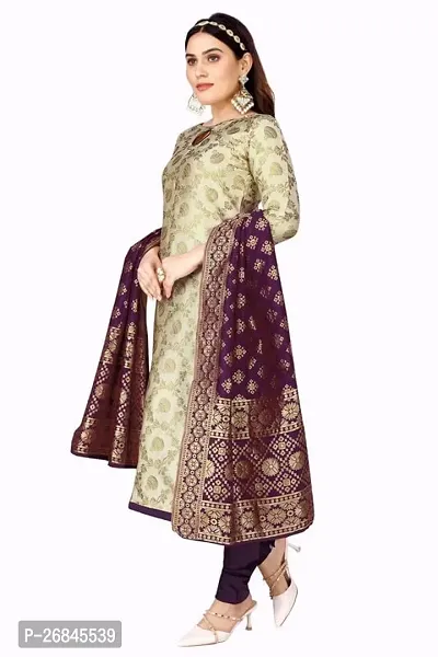 Classic Banarasi Silk Jacquard Dress Material with Dupatta for Women-thumb2