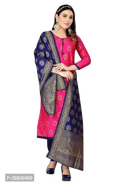 Classic Banarasi Silk Jacquard Dress Material with Dupatta for Women-thumb4