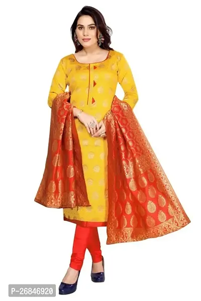 Classic Banarasi Silk Jacquard Dress Material with Dupatta for Women-thumb4