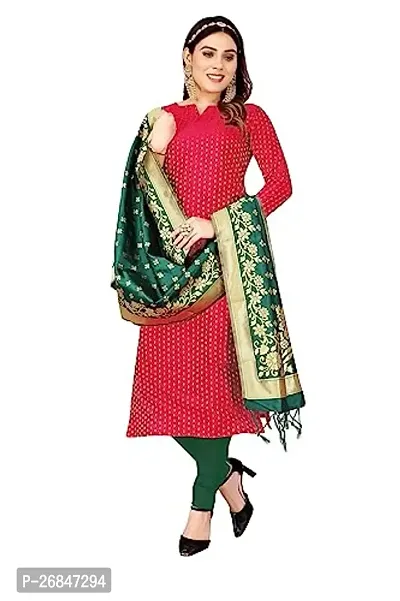 Classic Banarasi Silk Jacquard Dress Material with Dupatta for Women-thumb0