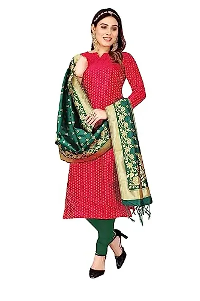 Stylish Unstitched Banarasi Silk Printed Suit