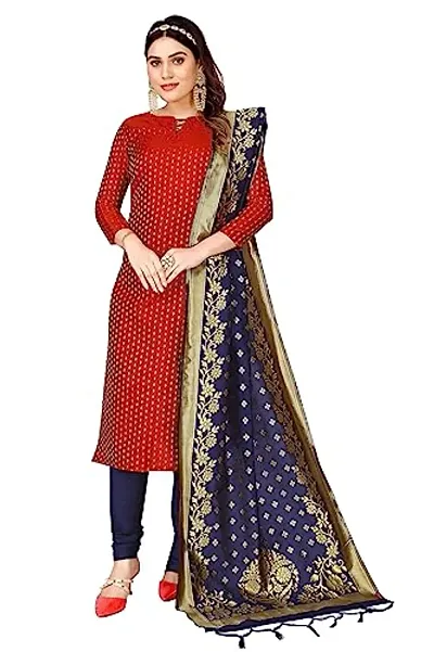 Womens Jacquard Banarasi Silk Woven Salwar Suit (Dress) Material With Dupatta